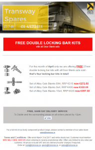 transway spares offer april 17